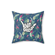 Livin' Aloha Square Pillow (Parrot Ukulele)