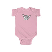 Livin' Aloha Baby Bodysuit w/ Shaka Short Sleeves (Pink)