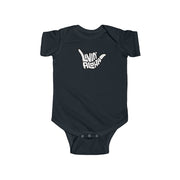 Livin' Aloha Baby Bodysuit w/ Shaka Short Sleeves (Black)