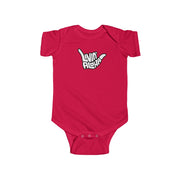 Livin' Aloha Baby Bodysuit w/ Shaka Short Sleeves (Red)