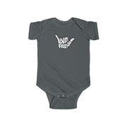 Livin' Aloha Baby Bodysuit w/ Shaka Short Sleeves ( Charcoal)