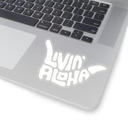 solid white logo, kiss cut stickers - Livin' Aloha