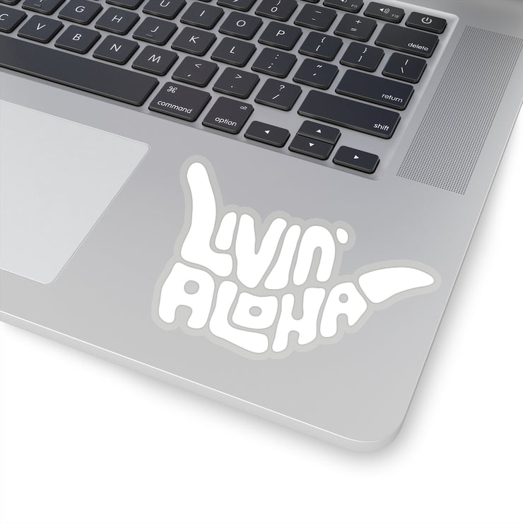 solid white logo, kiss cut stickers - Livin&