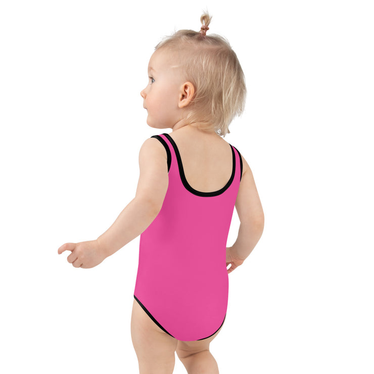 All Over Print Kids Pink Swimsuit - Livin&