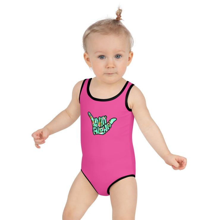 All Over Print Kids Brilliant Rose Swimsuit - Livin&
