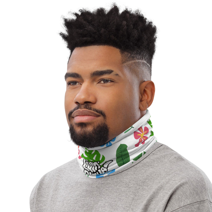 White Green Floral Neck Gaiter - Livin&
