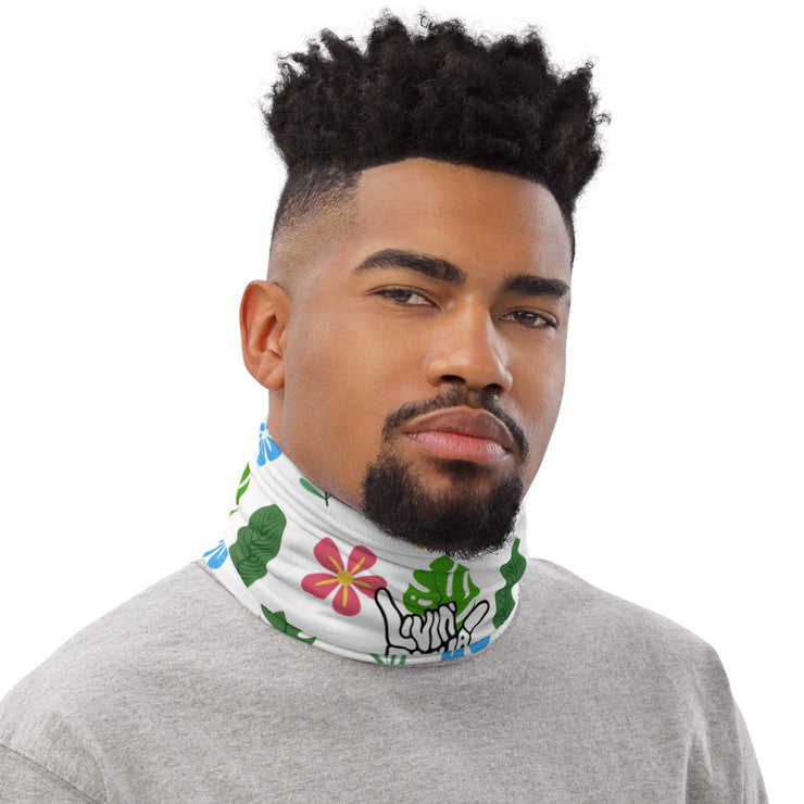 White Green Floral Neck Gaiter - Livin&