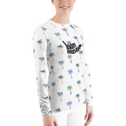 Women's Rash Guard (White Floral) - Livin' Aloha