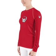 Women's Rash Guard (Crimson) - Livin' Aloha
