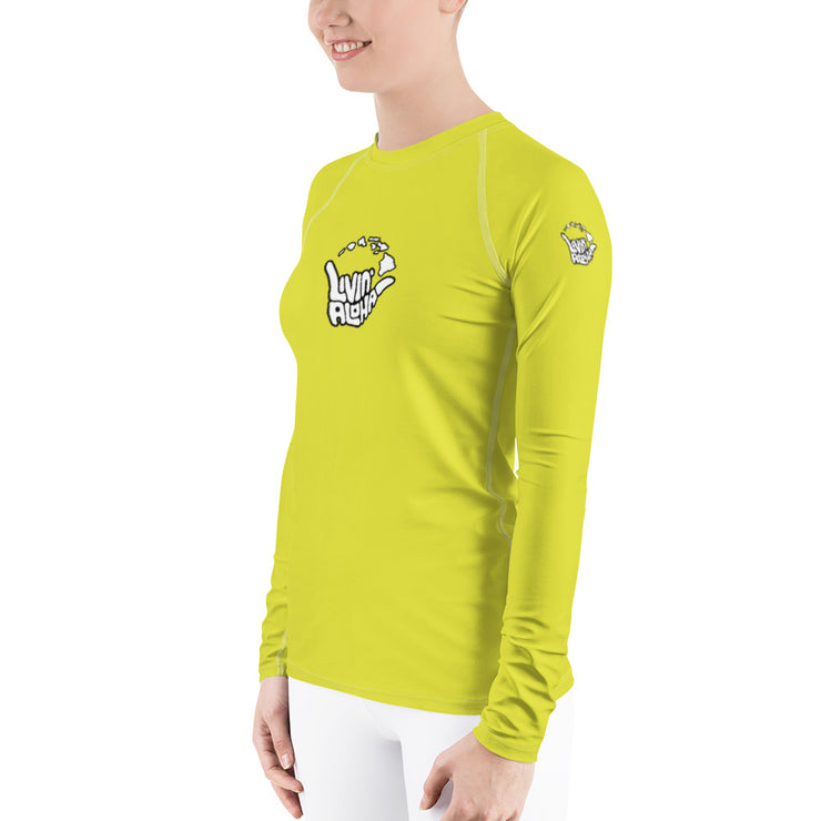 Womens Rash Guard (Yellow) - Livin&