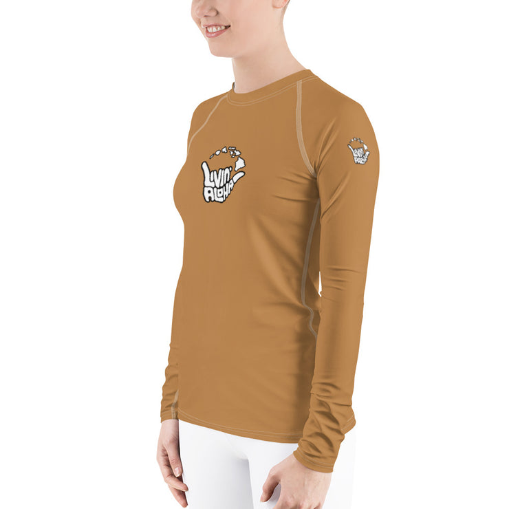 Womens Rash Guard (Driftwood) - Livin&