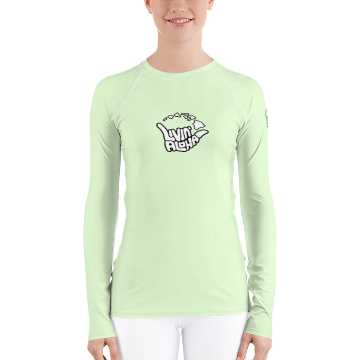 Womens Rash Guard (Olivine) - Livin&