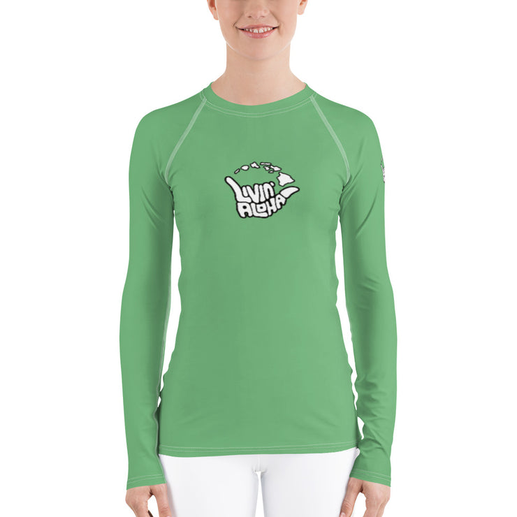 Womens Rash Guard (Aqua Forest) - Livin&
