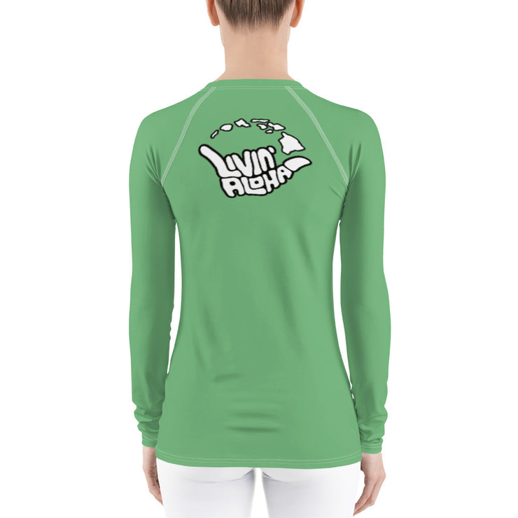 Womens Rash Guard (Aqua Forest) - Livin&