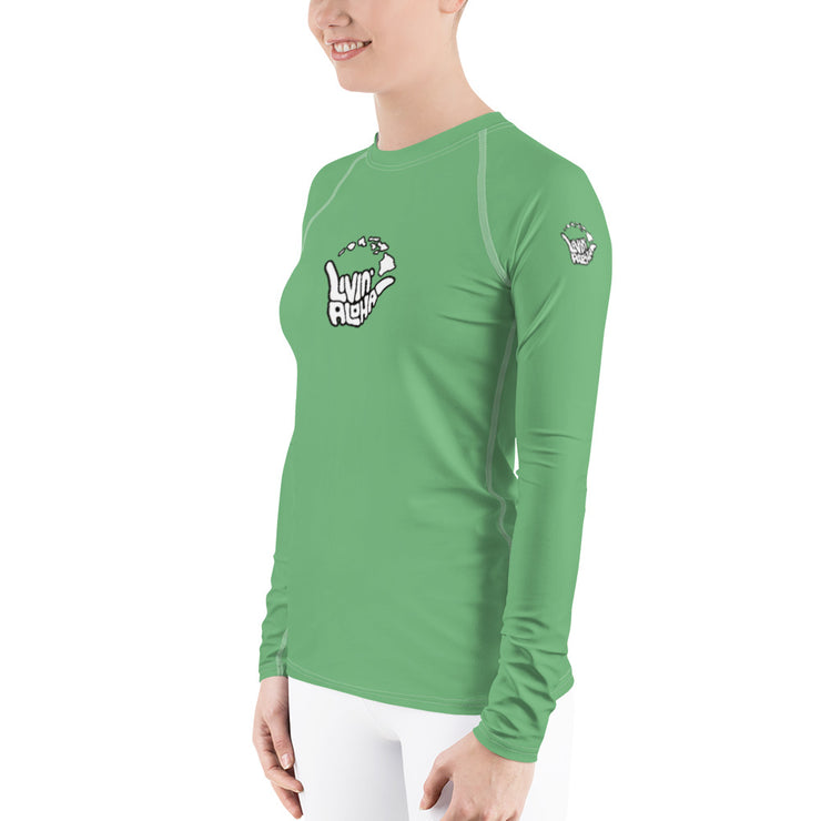 Womens Rash Guard (Aqua Forest) - Livin&