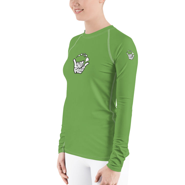 Womens Rash Guard (Asparagus) - Livin&