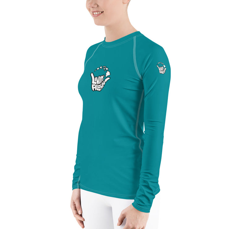 Womens Rash Guard (Surfie Green) - Livin&