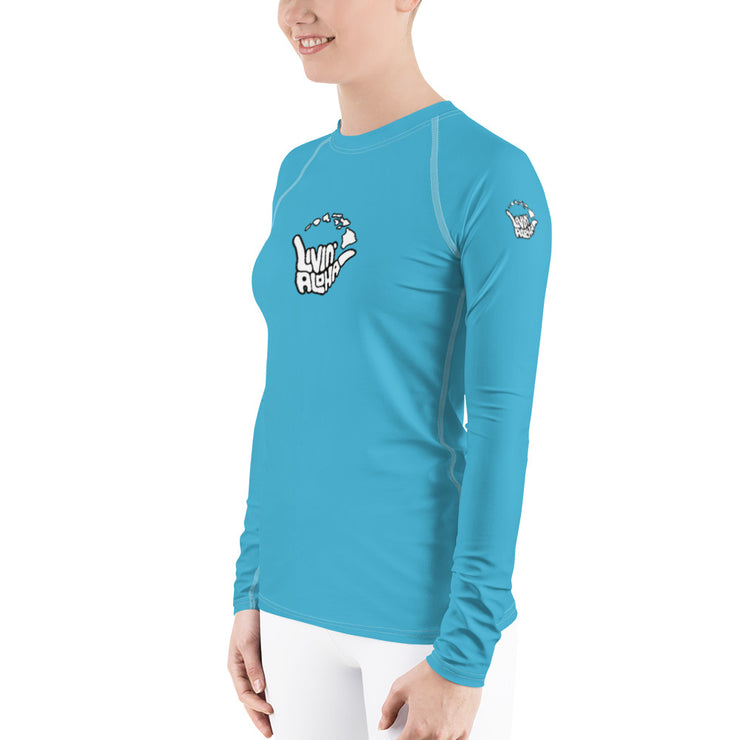 Womens Rash Guard (Pelorous) - Livin&