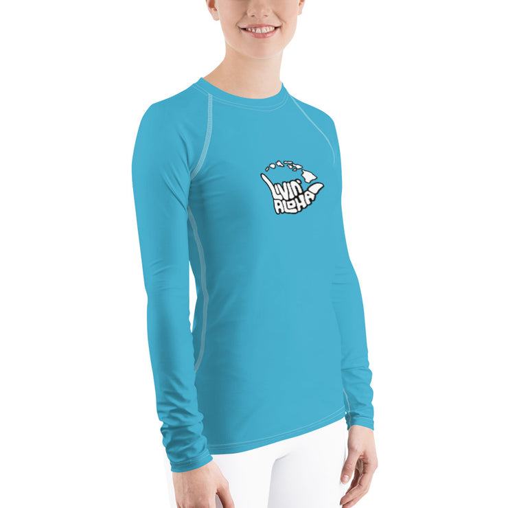 Womens Rash Guard (Pelorous) - Livin&