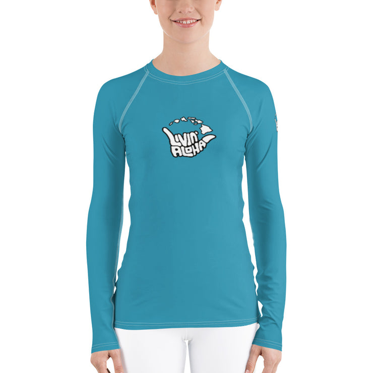 Womens Rash Guard (Boston Blue) - Livin&