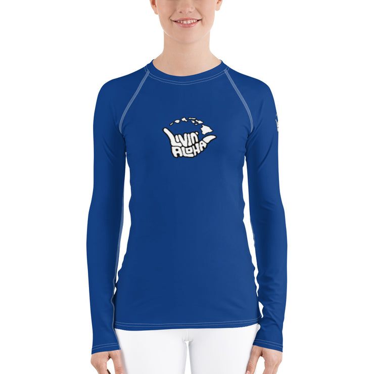 Womens Rash Guard (Blue) - Livin&