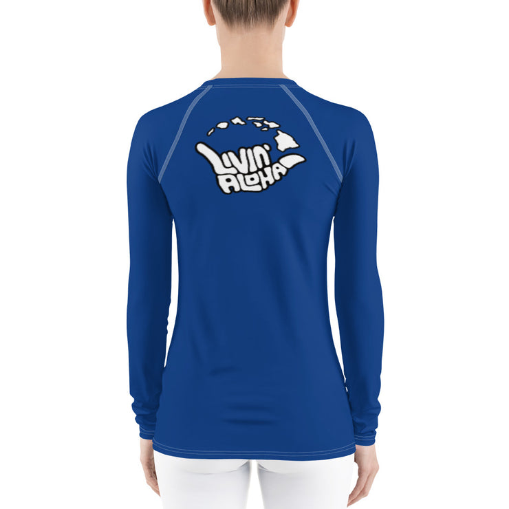 Womens Rash Guard (Blue) - Livin&