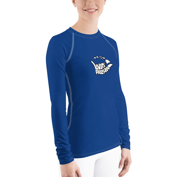 Womens Rash Guard (Blue) - Livin&