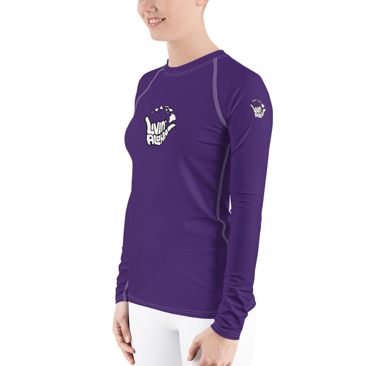 Womens Rash Guard (Purple) - Livin&