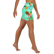 Livin' Aloha Yoga Shorts (Teal Pineapple)