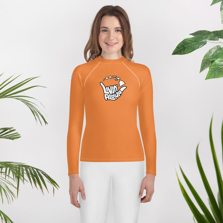 Youth Rash Guard (Orange) - Printful