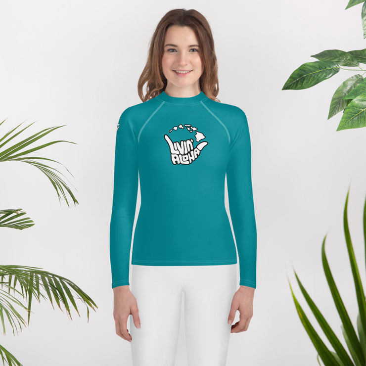 Youth Rash Guard (Surfie Green) - Printful