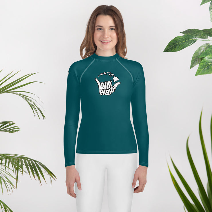 Youth Rash Guard (Deep Sea Green) - Printful