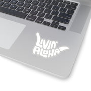 solid white logo, kiss cut stickers - Livin' Aloha
