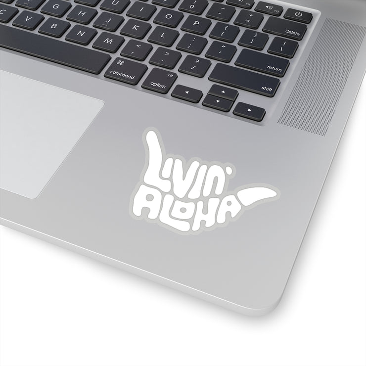 solid white logo, kiss cut stickers - Livin&