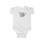 Livin' Aloha Baby Bodysuit w/ Shaka Short Sleeves (White)