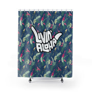 Livin' Aloha Shower Curtains (Parrot Ukulele)