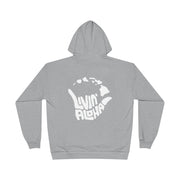 Livin' Aloha Eco Pullover Hoodie Sweatshirt w/ Front and Back - Made from Recycled Plastic (Light Steel)