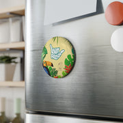 Livin' Aloha Toucan Surf Button Magnet, Round 