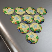 Livin' Aloha Toucan Surf Button Magnet, Round 