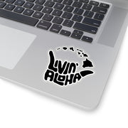 black text, white border, island logo Kiss-Cut Stickers - Livin' Aloha