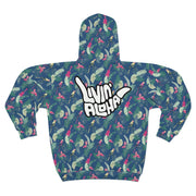 Livin' Aloha Parrot Ukulele Zip Fleece Hoodie