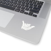 solid white logo, kiss cut stickers - Livin' Aloha