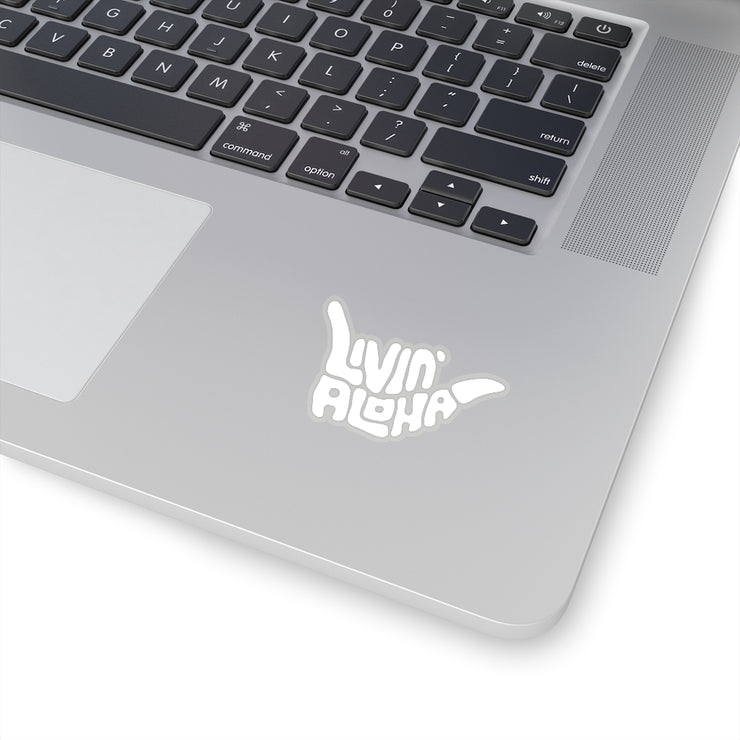 solid white logo, kiss cut stickers - Livin&