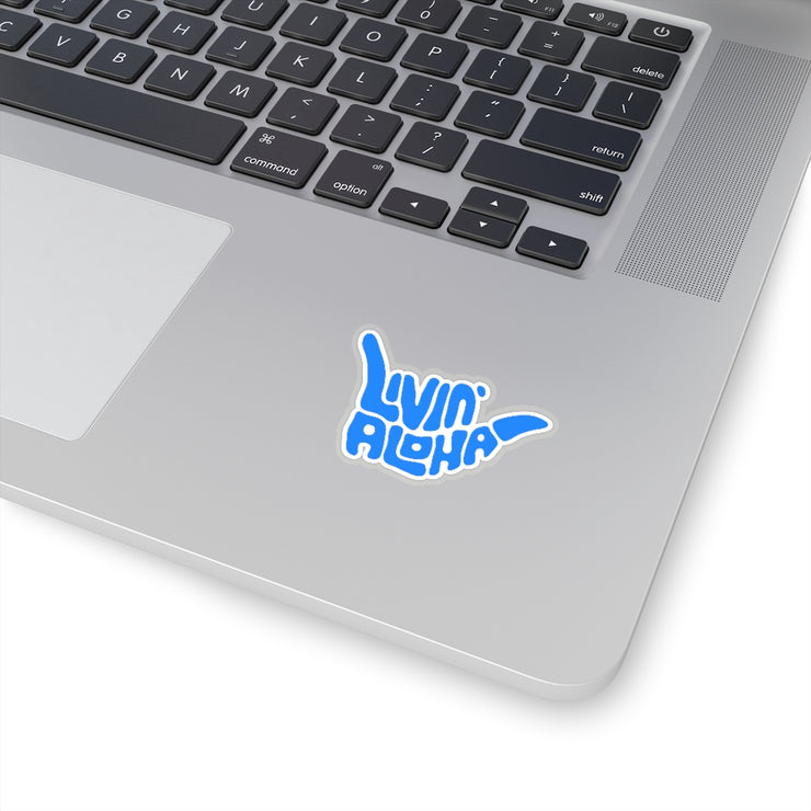 Dodger Blue, white border , kiss-Cut Stickers - Livin&
