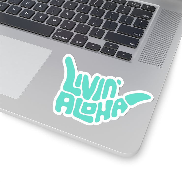  Shaka Sticker (Light Turquoise, White Boarder)